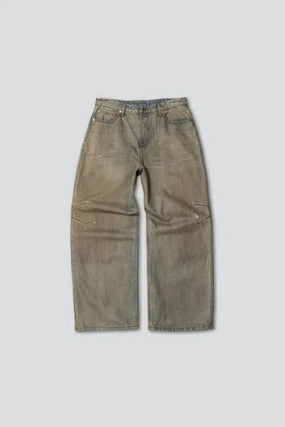 Elwood Tapered Knee Denim Pant In Green
