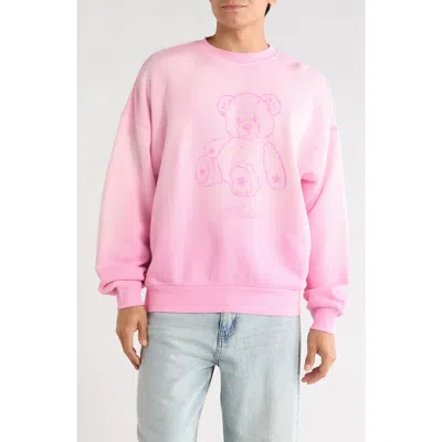 Elwood Teddy Crewneck Sweatshirt In Sun Faded Pink