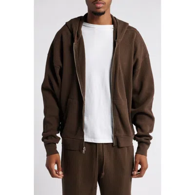 Elwood Thermal Zip Hoodie In Vintage Chocolate