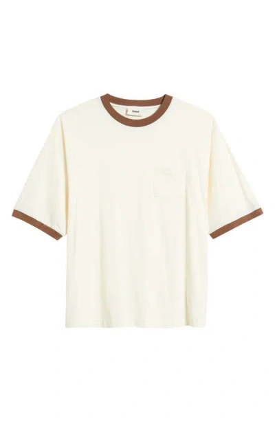 Elwood Trophy Ringers Oversize Organic Cotton Pocket T-shirt In Field White