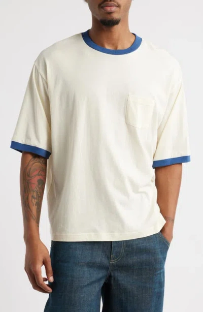 Elwood Trophy Ringers Oversize Organic Cotton Pocket T-shirt In White