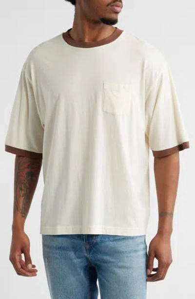 Elwood Trophy Ringers Oversize Organic Cotton Pocket T-shirt In Field White