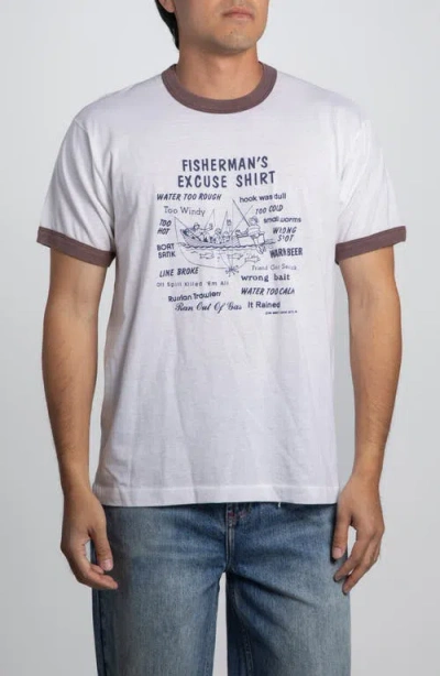 Elwood Vintage Fisherman's Excuse Ringer Tee In White