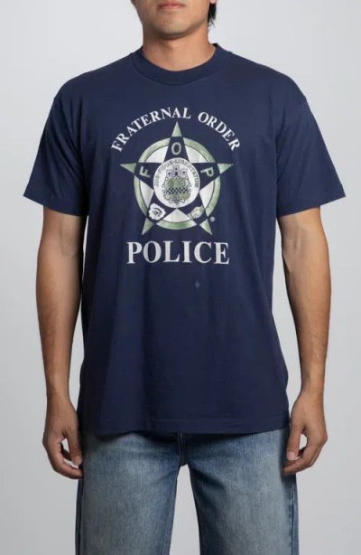 Elwood Vintage Fraternal Order Police Tee In Blue