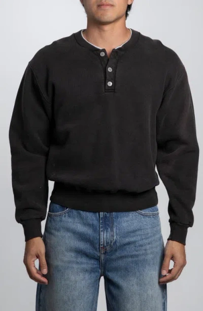 Elwood Vintage Henley Sweatshirt In Black