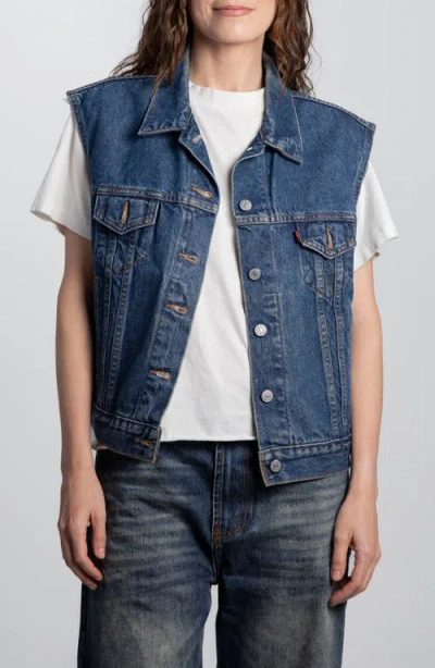 Elwood Vintage Levi's Denim Vest In Animal Print