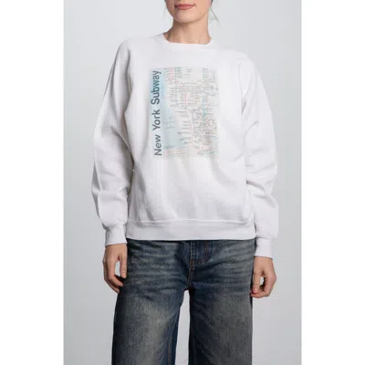 Elwood Vintage Map Of Ny Sweatshirt In White