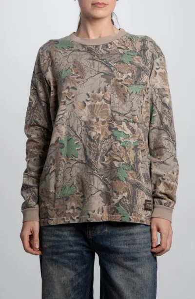 Elwood Vintage Real Tree Long Sleeve Sweatshirt In Brown