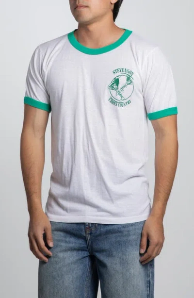Elwood Vintage Stevenson Cross Country Ringer Tee In White