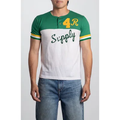 Elwood Vintage Supply Short Sleeve Henley Shirt In Green