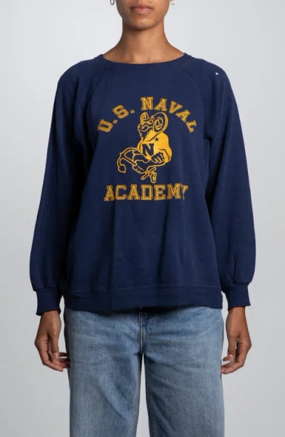 Elwood Vintage U.s. Naval Academy Crew Sweatshirt In Blue