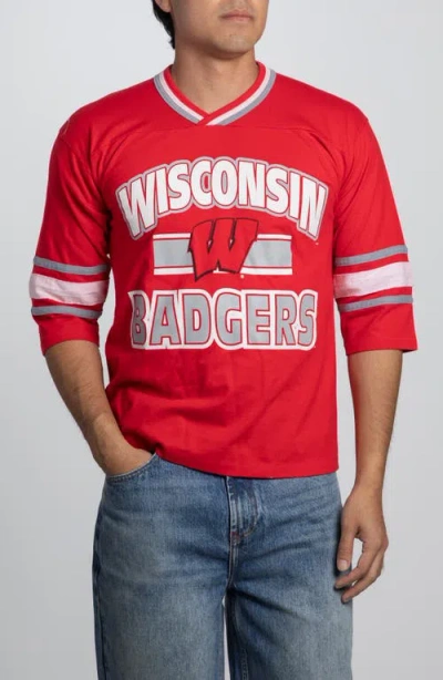 Elwood Vintage Wisconsin Badgers Football Tee In Red