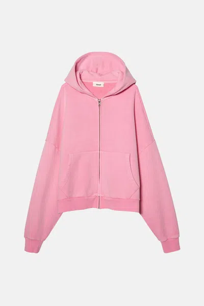Elwood Zip Rectangle Hoodie In Pink