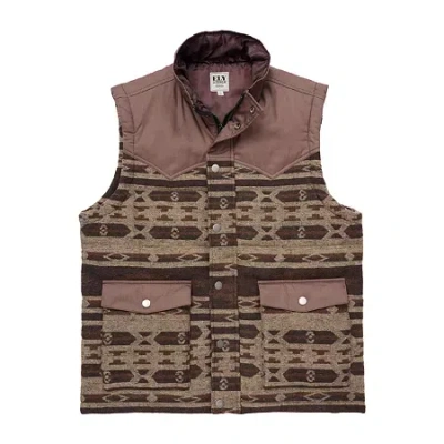 Ely Cattleman Aztec Mens Lightweight Puffer Vest In Brown