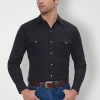 Ely Cattleman Big And Tall Mens Long Sleeve Western Shirt In Black
