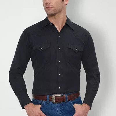 Ely Cattleman Big And Tall Mens Long Sleeve Western Shirt In Black
