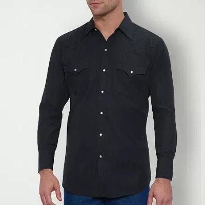Ely Cattleman Big And Tall Mens Long Sleeve Western Shirt In Black
