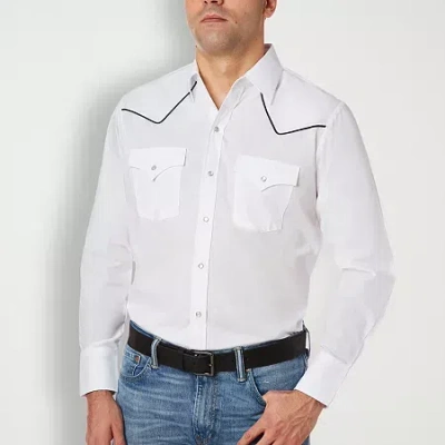Ely Cattleman Big And Tall Mens Long Sleeve Western Shirt In White
