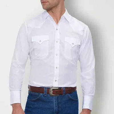 Ely Cattleman Big And Tall Mens Long Sleeve Western Shirt In White