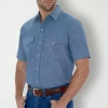 Ely Cattleman Chambray Mens Short Sleeve Classic Fit Button-down Shirt In Blue