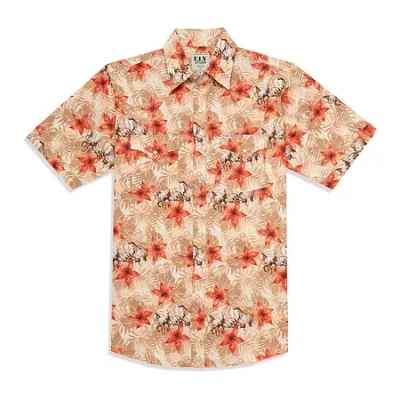 Ely Cattleman Hawaiian Horse Print Mens Short Sleeve Western Shirt In Multi