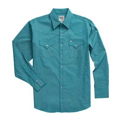 Ely Cattleman Medallion Print Mens Long Sleeve Western Shirt In Blue