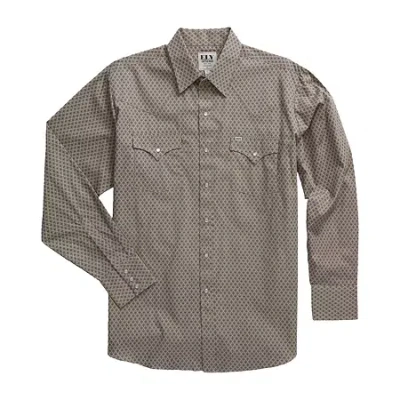 Ely Cattleman Medallion Print Mens Long Sleeve Western Shirt In Brown