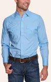 Ely Cattleman Men's Solid Light Blue Western Shirt In Blue