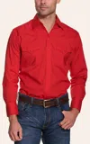 Ely Cattleman Men's Solid Red Western Shirt In Red
