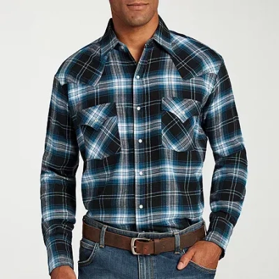 Ely Cattleman Mens Long Sleeve Classic Fit Flannel Shirt In Black