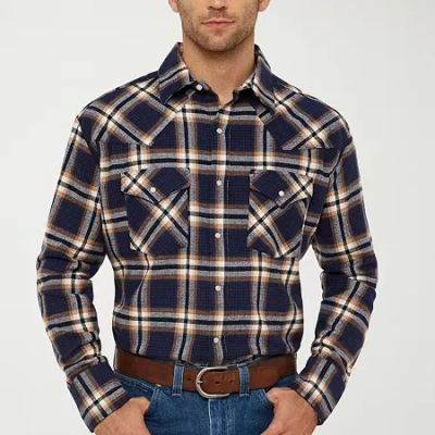 Ely Cattleman Mens Long Sleeve Classic Fit Flannel Shirt In Blue