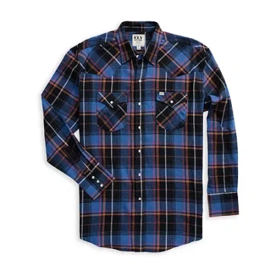 Ely Cattleman Mens Long Sleeve Classic Fit Flannel Shirt In Blue