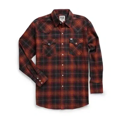 Ely Cattleman Mens Long Sleeve Classic Fit Flannel Shirt In Brown