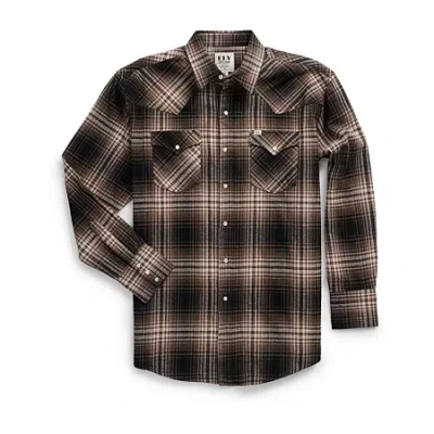 Ely Cattleman Mens Long Sleeve Classic Fit Flannel Shirt In Sand