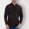 Ely Cattleman Mens Long Sleeve Classic Fit Stretch Fabric Big And Tall Button-down Shirt In Black