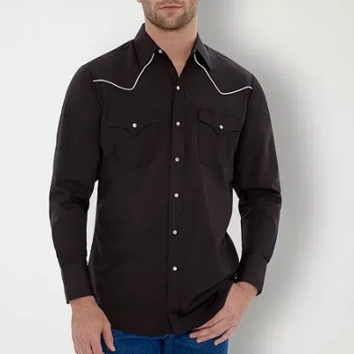 Ely Cattleman Mens Long Sleeve Classic Fit Stretch Fabric Big And Tall Button-down Shirt In Black