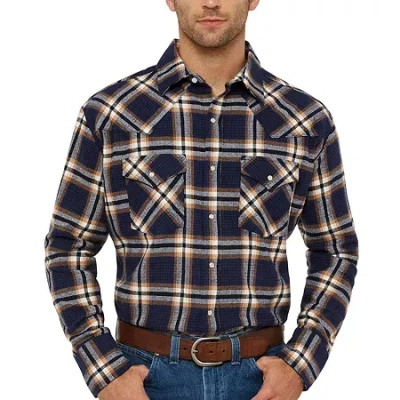 Ely Cattleman Mens Long Sleeve Classic Fit Tall Flannel Shirt In Blue