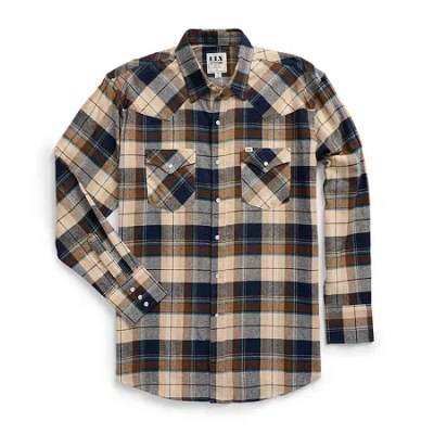 Ely Cattleman Mens Long Sleeve Classic Fit Tall Flannel Shirt In Sand