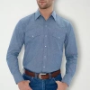 Ely Cattleman Mens Long Sleeve Regular Fit Big And Tall Button-down Shirt In Blue