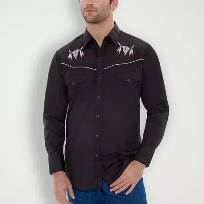 Ely Cattleman Mens Long Sleeve Western Shirt In Black