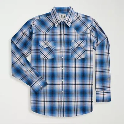 Ely Cattleman Mens Long Sleeve Western Shirt In Blue