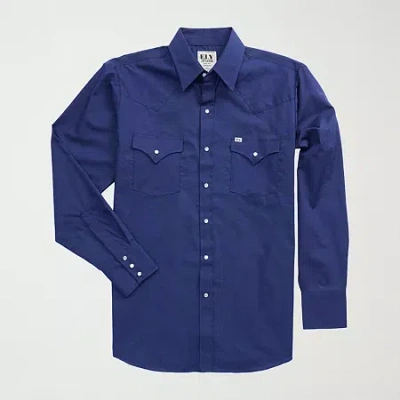 Ely Cattleman Mens Long Sleeve Western Shirt In Blue