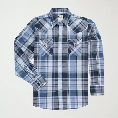 Ely Cattleman Mens Long Sleeve Western Shirt In Blue