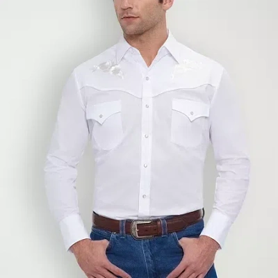 Ely Cattleman Mens Long Sleeve Western Shirt In White