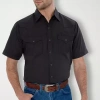 Ely Cattleman Mens Short Sleeve Classic Fit Button-down Shirt In Black