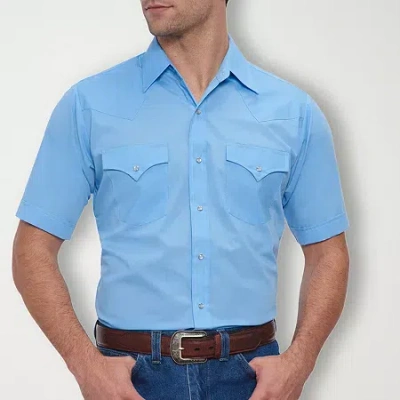Ely Cattleman Mens Short Sleeve Classic Fit Button-down Shirt In Blue