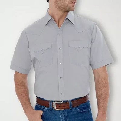 Ely Cattleman Mens Short Sleeve Classic Fit Button-down Shirt In Gray