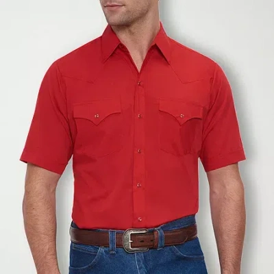 Ely Cattleman Mens Short Sleeve Classic Fit Button-down Shirt In Red