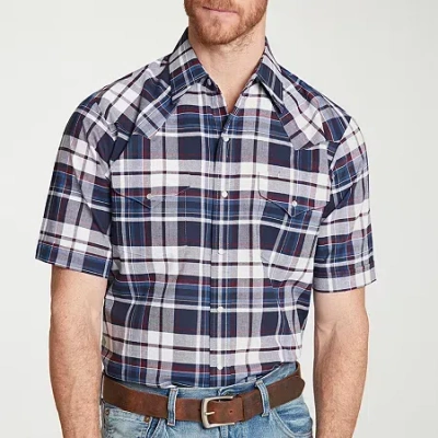 Ely Cattleman Mens Short Sleeve Western Shirt In Blue