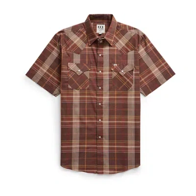 Ely Cattleman Mens Short Sleeve Western Shirt In Brown